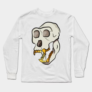 Monkey skull with gold teeth grills Long Sleeve T-Shirt